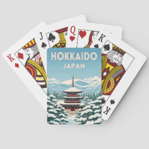 Retro Vintage Reise Hokkaido Japan Winterlandschaf Spielkarten