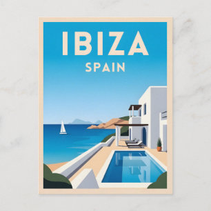 Retro Vintage Reise Ibiza Spanien Landschaft am Me Postkarte