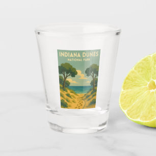 Retro Vintage Reise Indiana Dunes Nationalpark Schnapsglas