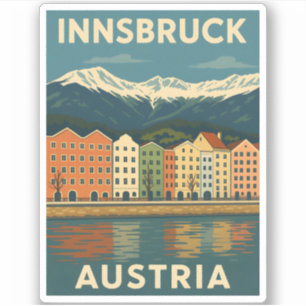 Retro Vintage Reise Innsbruck Österreich Landschaf Aufkleber