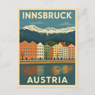 Retro Vintage Reise Innsbruck Österreich Landschaf Postkarte