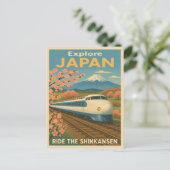Retro Vintage Reise Japan Shinkansen Bullet Zug Postkarte (Stehend Vorderseite)