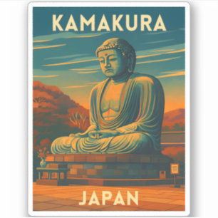 Retro Vintage Reise Kamakura Japan Buddha Aufkleber