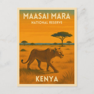 Retro Vintage Reise Kenia Afrika Natur Wildtiere Postkarte