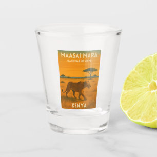 Retro Vintage Reise Kenia Afrika Natur Wildtiere Schnapsglas
