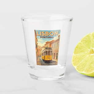 Retro Vintage Reise Lissabon Portugal Gelber Straß Schnapsglas