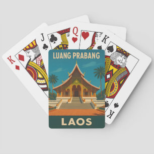 Retro Vintage Reise Luang Prabang Laos Tempel Spielkarten