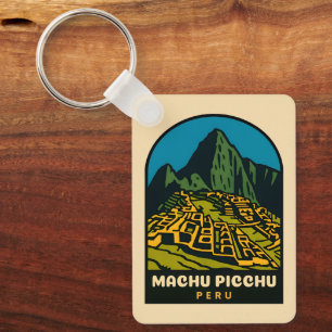Retro Vintage Reise Machu Picchu Peru Landschaft Schlüsselanhänger
