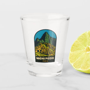 Retro Vintage Reise Machu Picchu Peru Landschaft Schnapsglas
