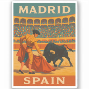 Retro Vintage Reise Madrid Spanien Stierkampf Aufkleber