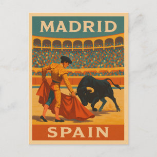 Retro Vintage Reise Madrid Spanien Stierkampf Postkarte