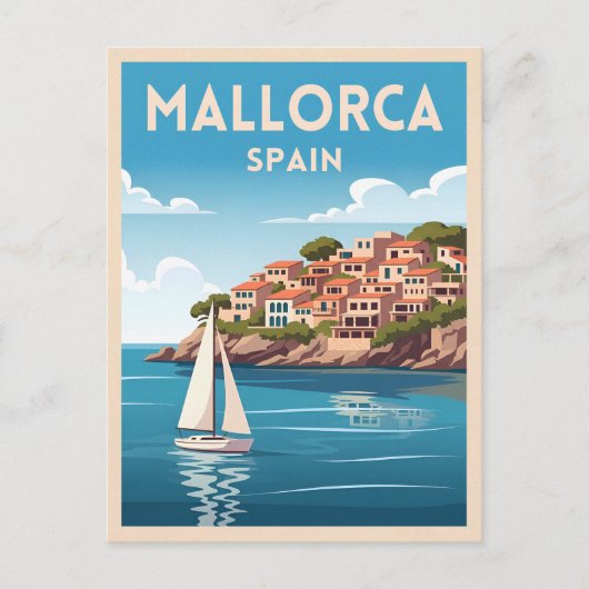 Retro Vintage Reise Mallorca Spanien Küste Postkarte (Vorderseite)