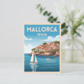 Retro Vintage Reise Mallorca Spanien Küste Postkarte (Stehend Vorderseite)