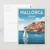 Retro Vintage Reise Mallorca Spanien Küste Postkarte (Vorne/Hinten)