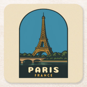 Retro Vintage Reise Paris Frankreich Eiffelturm Rechteckiger Pappuntersetzer