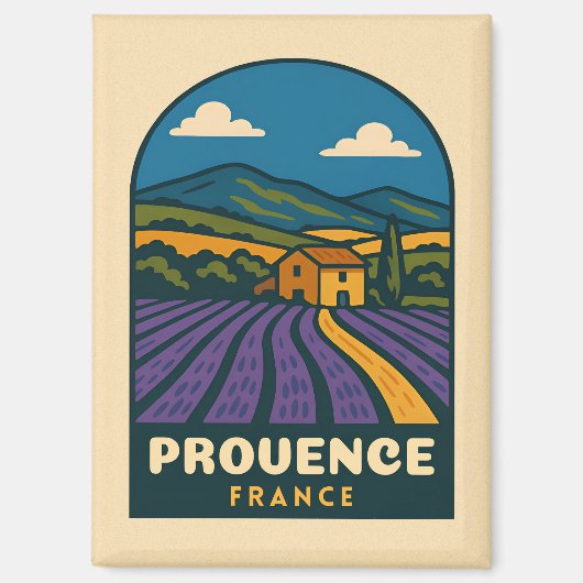 Retro Vintage Reise Provence Frankreich Landschaft Magnet (Vorderseite)