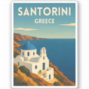 Retro Vintage Reise Santorini Griechenland Küste Aufkleber