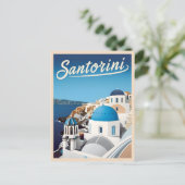 Retro Vintage Reise Santorini Meer Postkarte (Stehend Vorderseite)