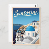 Retro Vintage Reise Santorini Meer Postkarte (Vorne/Hinten)