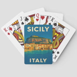 Retro Vintage Reise Sizilien Italien Küstenlandsch Spielkarten