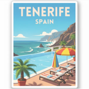Retro Vintage Reise Teneriffa Spanien Küste Aufkleber