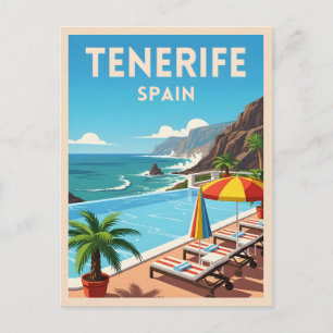 Retro Vintage Reise Teneriffa Spanien Küste Postkarte