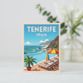 Retro Vintage Reise Teneriffa Spanien Küste Postkarte (Stehend Vorderseite)
