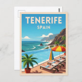 Retro Vintage Reise Teneriffa Spanien Küste Postkarte (Vorne/Hinten)