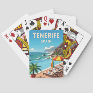 Retro Vintage Reise Teneriffa Spanien Küstenlandsc Spielkarten