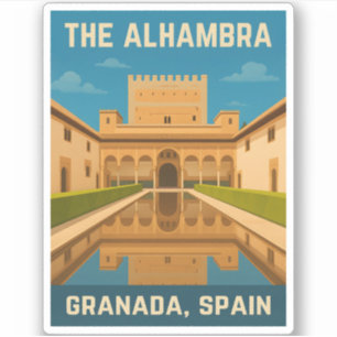 Retro Vintage Reise The Alhambra Granada Spanien Aufkleber