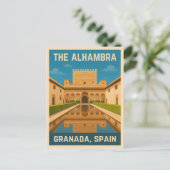 Retro Vintage Reise The Alhambra Granada Spanien Postkarte (Stehend Vorderseite)