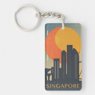 Retro Vintage Reise Urlaub Singapur Singapur Singa Schlüsselanhänger