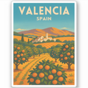 Retro Vintage Reise Valencia Spanien Orange Farm Aufkleber