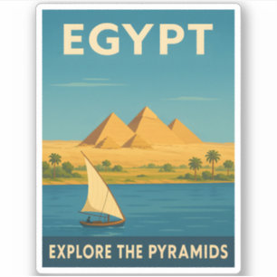 Retro Vintage Reisen Ägypten Pyramid Nile River Aufkleber