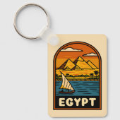 Retro Vintage Reisen Ägypten Pyramid Nile River Schlüsselanhänger (Vorderseite)