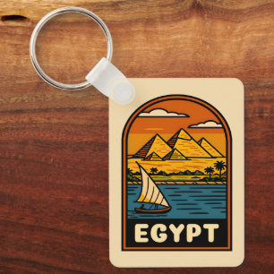 Retro Vintage Reisen Ägypten Pyramid Nile River Schlüsselanhänger