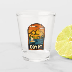 Retro Vintage Reisen Ägypten Pyramid Nile River Schnapsglas