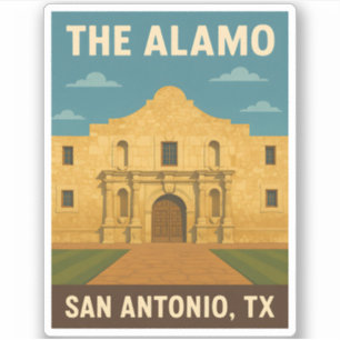 Retro Vintage Reisen Alamo San Antonio Texas Aufkleber