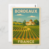 Retro Vintage Reisen Bordeaux Frankreich Weinberg Postkarte (Vorne/Hinten)