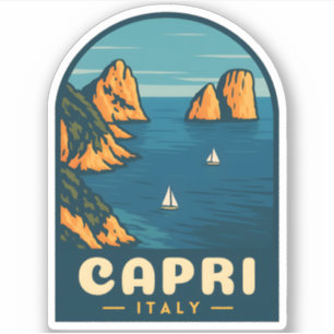 Retro Vintage Reisen Capri Landschaftliche Küste Aufkleber