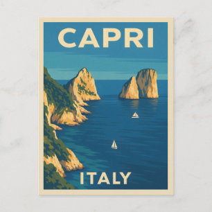 Retro Vintage Reisen Capri Landschaftliche Küste Postkarte