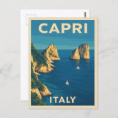 Retro Vintage Reisen Capri Landschaftliche Küste Postkarte (Vorne/Hinten)