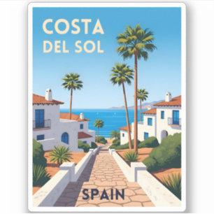 Retro Vintage Reisen Costa del Sol Spanien Küste Aufkleber