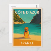 Retro Vintage Reisen Côte d'Azur Postkarte (Vorne/Hinten)
