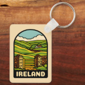 Retro Vintage Reisen Irland Land Landschaftlich Schlüsselanhänger (Rückseite)