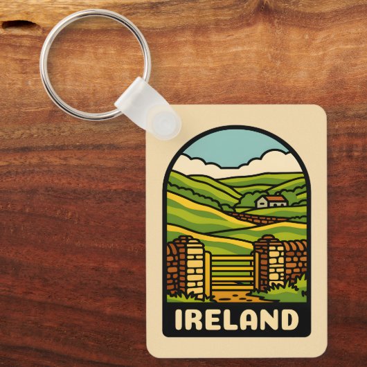 Retro Vintage Reisen Irland Land Landschaftlich Schlüsselanhänger (Vorderseite)
