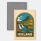 Retro Vintage Reisen Island Landschaft Magnet (Vorderseite/Rückseite)