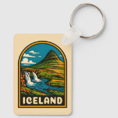 Retro Vintage Reisen Island Landschaft Schlüsselanhänger (Rückseite)