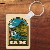Retro Vintage Reisen Island Landschaft Schlüsselanhänger (Rückseite)