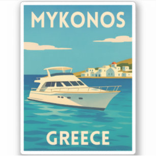 Retro Vintage Reisen Mykonos Griechenland Insel Kü Aufkleber